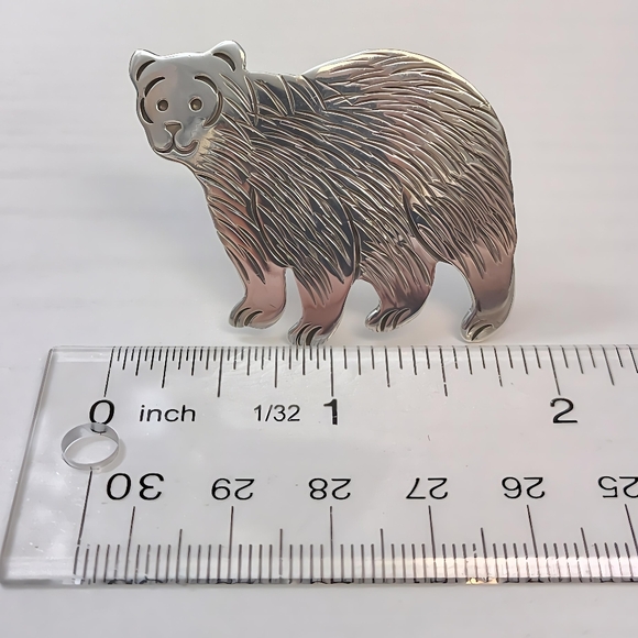 TAXCO Sterling Silver Grizzly Bear Brooch Pin - Picture 7 of 8